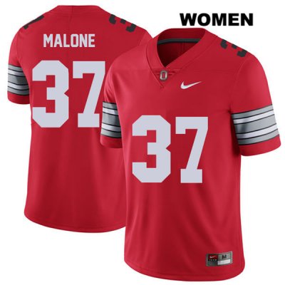 Women's NCAA Ohio State Buckeyes Derrick Malone #37 College Stitched 2018 Spring Game Authentic Nike Red Football Jersey IR20M55DV